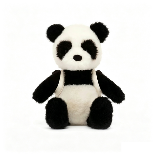 Cute Panda Plush Toy with Mini Backpack, Soft Fluffy Stuffed Panda Doll, Lovely Collectible Gift for Kids