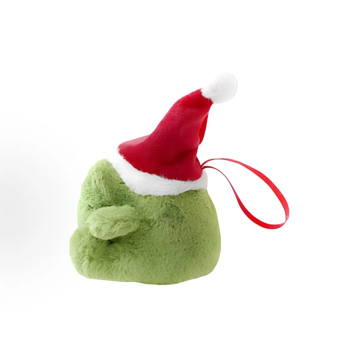 Christmas Frog Plush Ornament, Cute Green Ricky Frog Hanging Decoration with Santa Hat, Festive Xmas Tree Ornament Holiday Gift