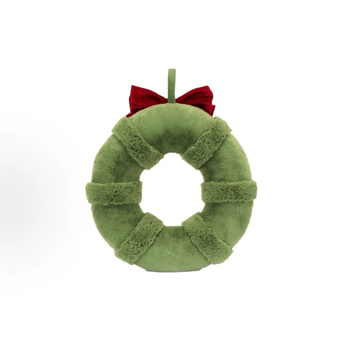 Christmas Wreath Plush Ornament, Cute Stuffed Christmas Wreath Door Hanging Decor with Red Bow